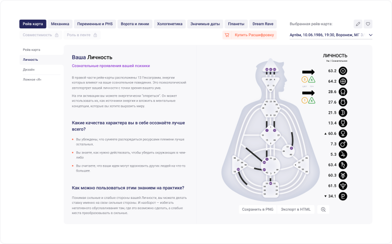 Расшифровка персональных карт